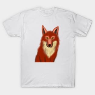 Cute Red Wolf Drawing T-Shirt